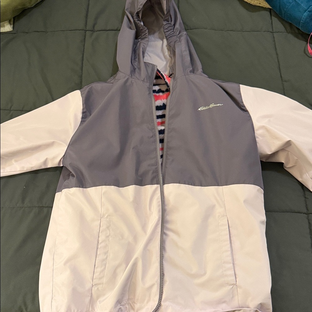 Eddie Bauer Kids Purple and Cream fleece lined jacket